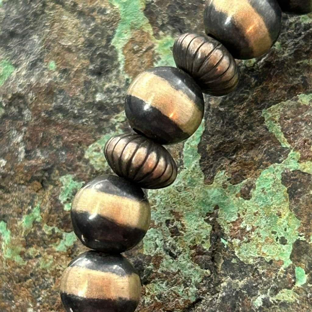 Native American Sterling Navajo Pearl Beads 6mm Stretch Bracelet For Women