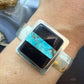 Frank Chavez Sterling Silver Native American Square Onyx & Turquoise Bracelet For Women