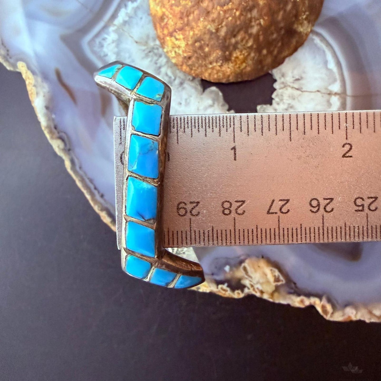 Vintage Native American Silver Inlay Turquoise Zigzag Bracelet For Women