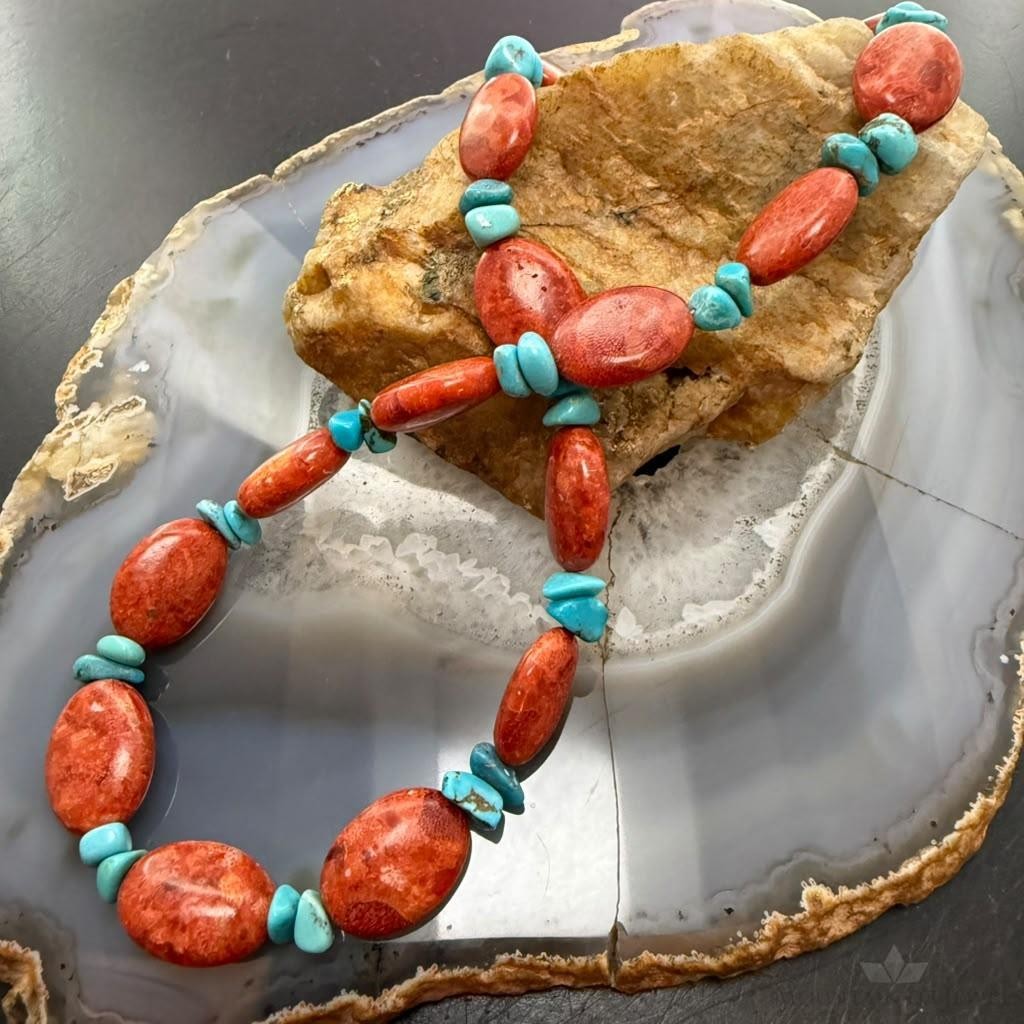 Carolyn Pollack Sterling Silver Turquoise &Coral Beads Decorated16"-19" Necklace For Women