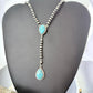 Sterling Silver Southwestern Style Turquoise 20"-22" Navajo Pearl Lariat Necklace For Women