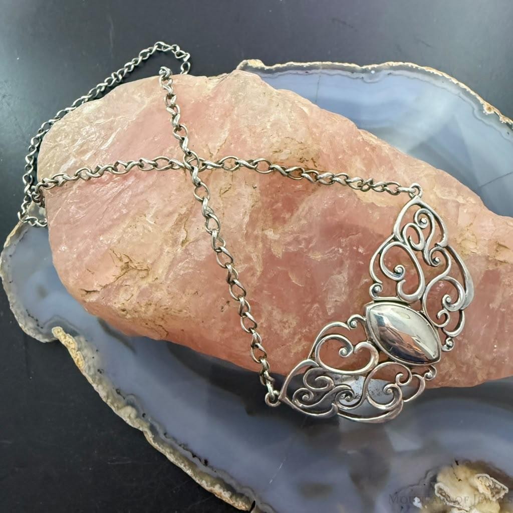 Carolyn Pollack Sterling Silver Swirl Magnetic Pendant Clasp 19" Necklace For Women.
