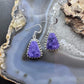 Sterling Silver Southwestern Style Trapezoid Charoite Decorated Dangle Earrings For Women