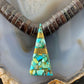 Vintage Graduated Olive and Triangle Turquoise Mosaic Heishi Necklace