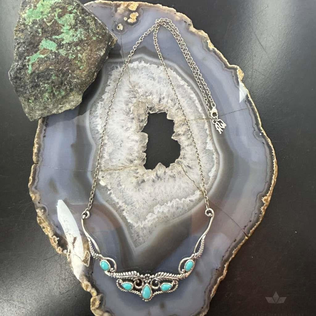 Carolyn Pollack Sterling Silver Turquoise Decorated 18" Necklace For Women