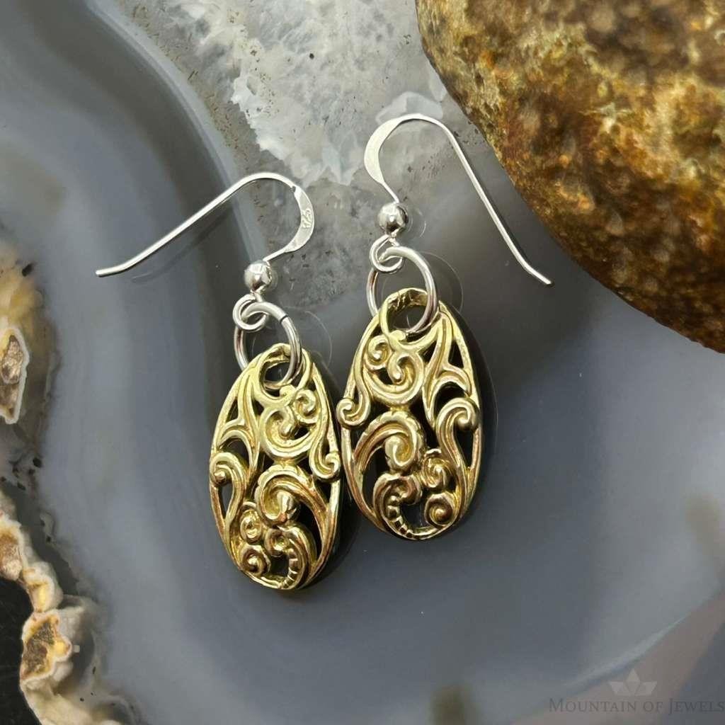 Carolyn Pollack Brass & Sterling Silver Swirl Dangle Earrings For Women