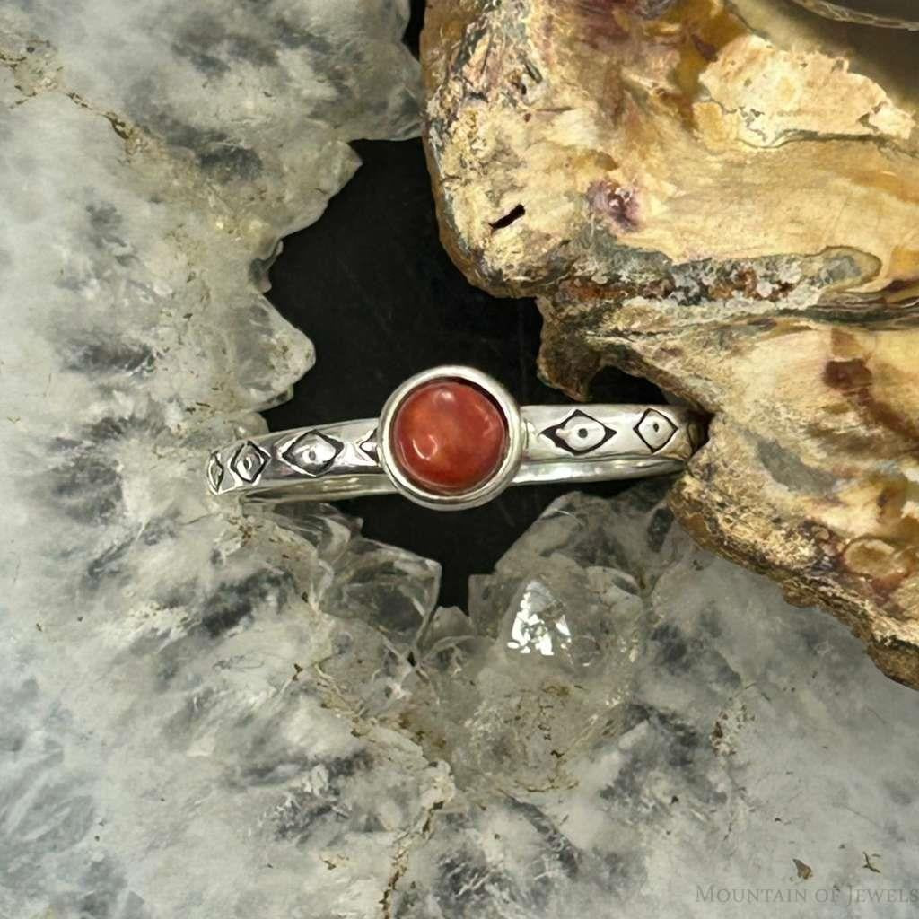 Carolyn Pollack Sterling Silver Orange Spiny Oyster Slim Ring Size 9.5 For Women