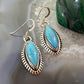 Native American Sterling Silver Marquise Turquoise Dangle Earrings For Women