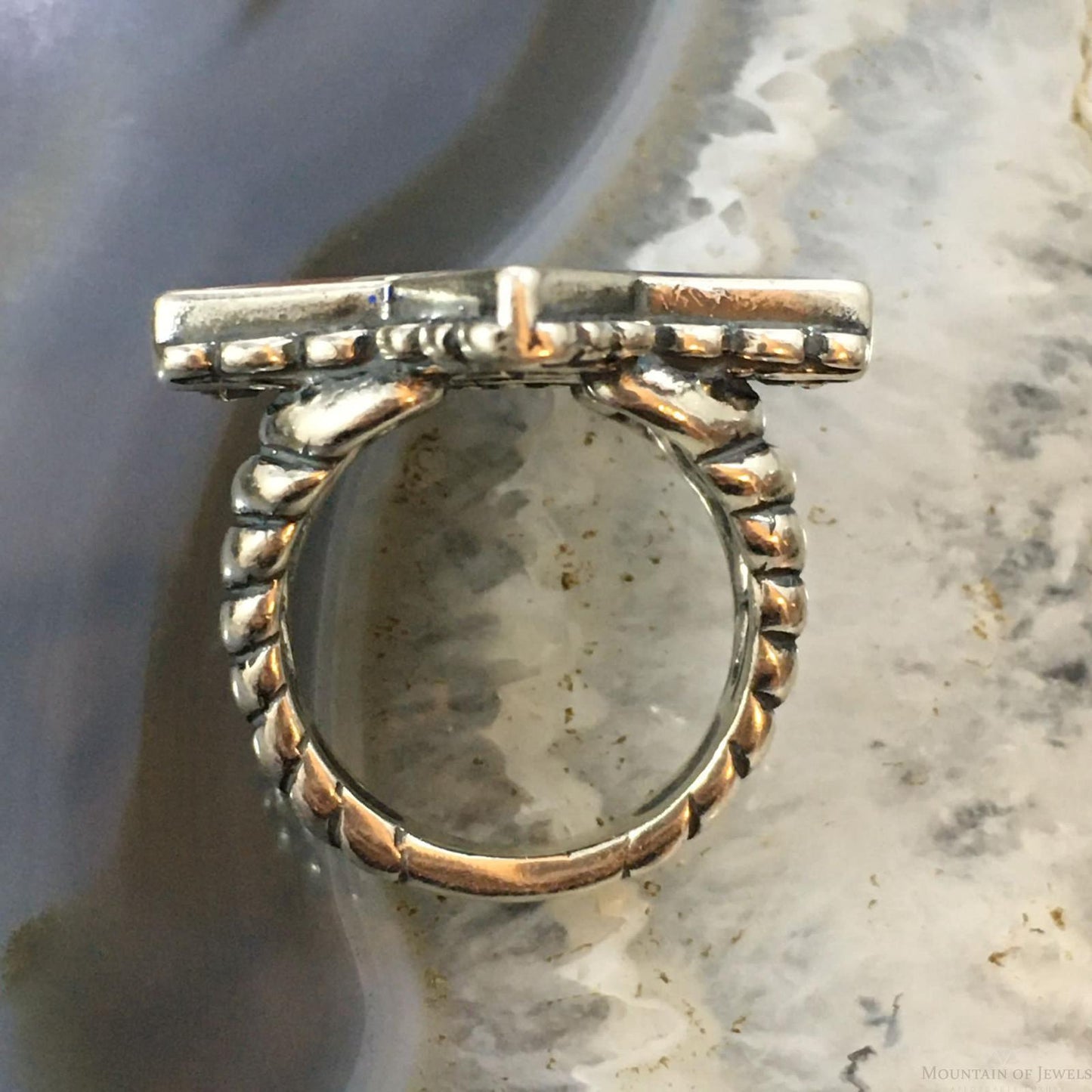 Carolyn Pollack Vintage Southwestern Style Sterling Silver Star Shape American Flag Ring For Women