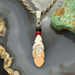 Anthony Gatewood Sterling Silver Onyx & Coral Beads Feather Pendant For Women