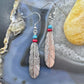 Anthony Gatewood Sterling Silver Turquoise & Coral Bead Feather Dangle Earrings For Women