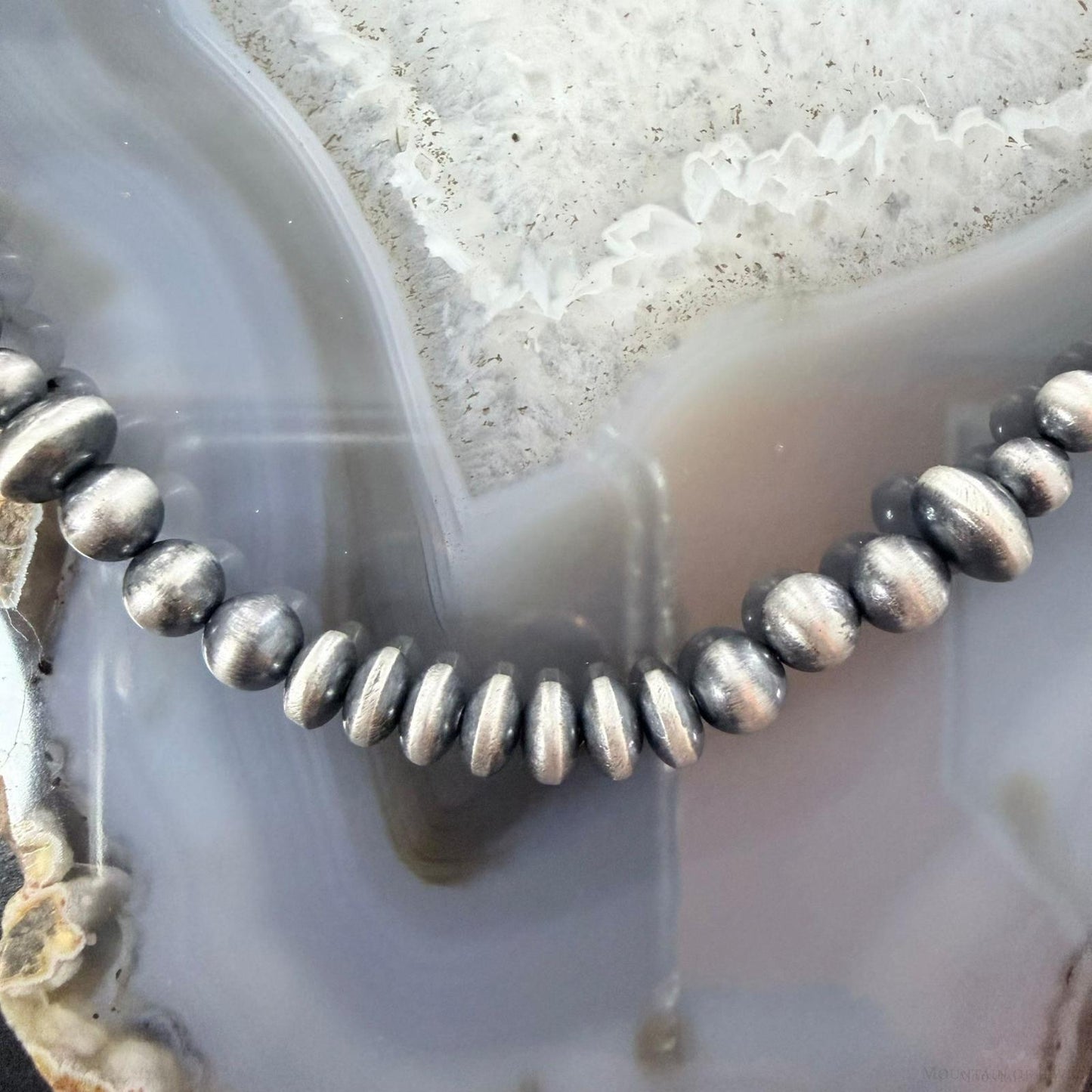 Sterling Silver Southwestern Style Green Turquoise Beads & Starling Beads 20" Necklace For Women