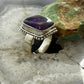 Sterling Silver Southwestern Style Rectangle Star Amethyst Ring Size 8 For Women