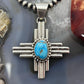 Priscilla Apache Native American Sterling Silver Turquoise Zia Unisex Pendant