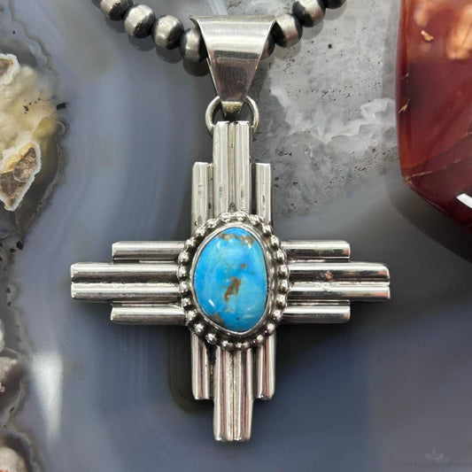 Priscilla Apache Native American Sterling Silver Turquoise Zia Unisex Pendant