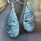 Sterling Silver Elongated Teardrop Blue Ice Jasper Slab Dangle Earrings For Women #205