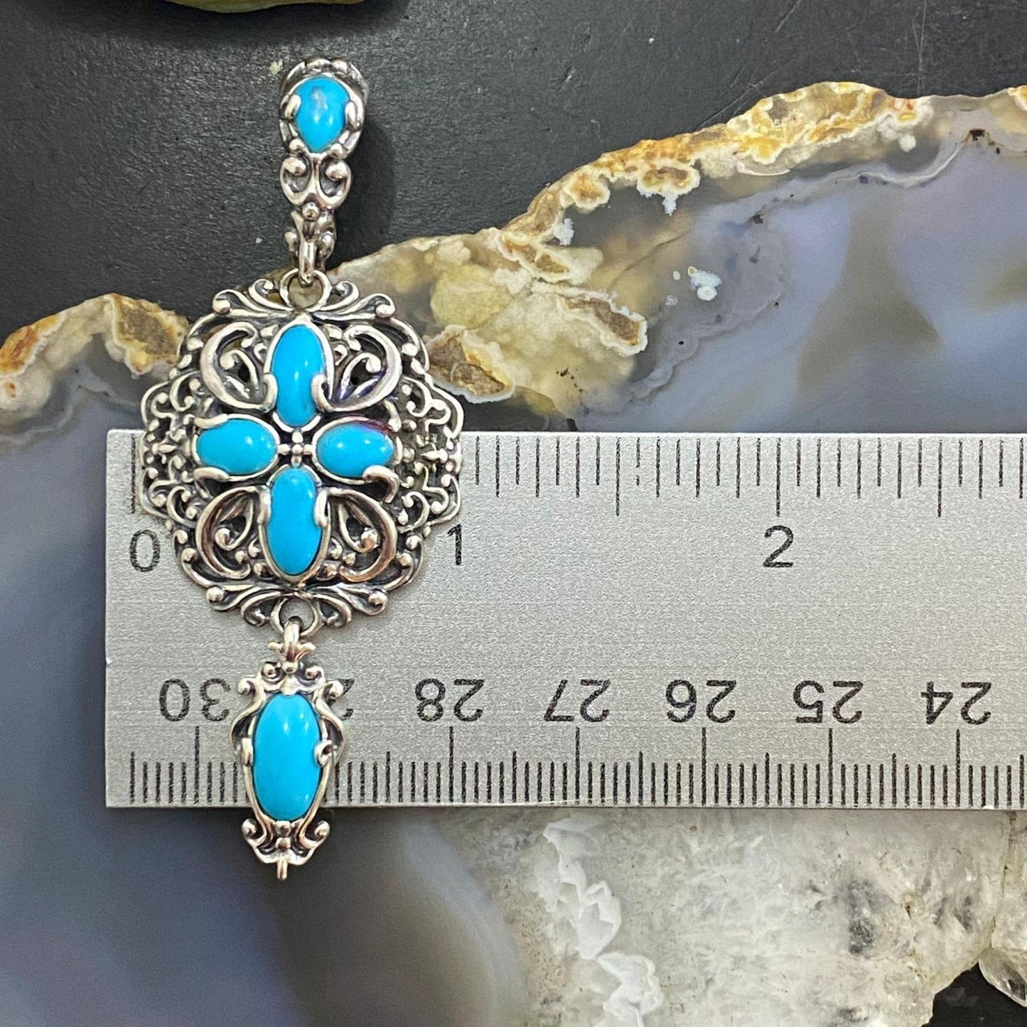 Carolyn Pollack Southwestern Style Sterling Silver Turquoise Filigree Pendant
