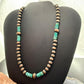 Southwestern Style Copper 8-10mm Navajo Pearl Beades &Turquoise 18"-20" Necklace For Women