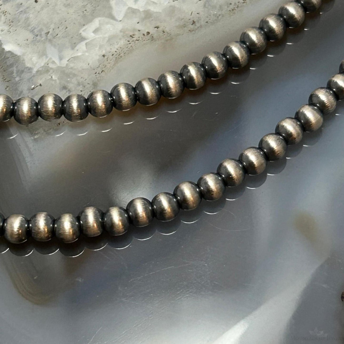 Sterling Silver Southwestern Style 4 mm Navajo Pearl Beads 30"-32" Necklace