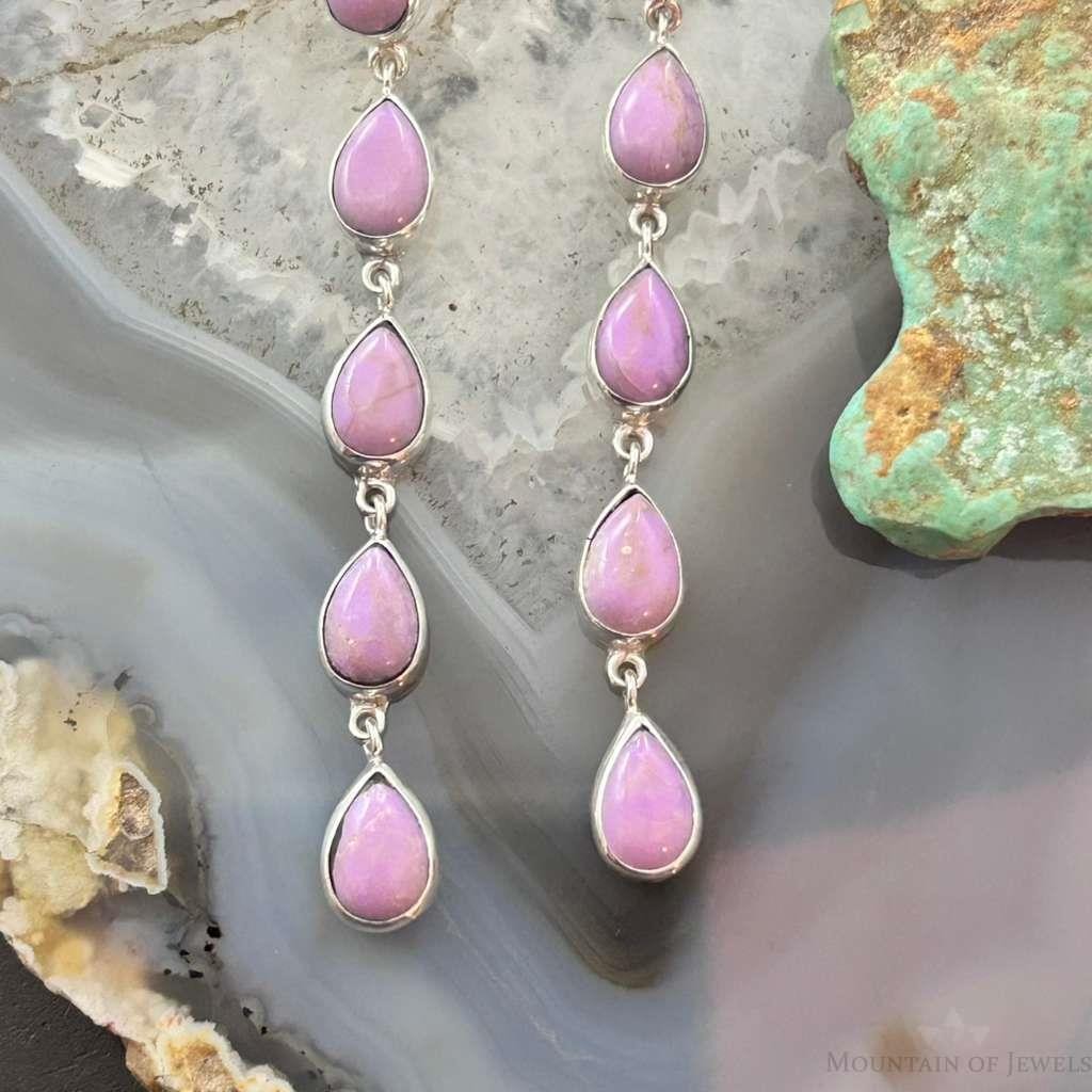 Native American Sterling Silver Teardrop Phosphosiderite Post Earrings For Women