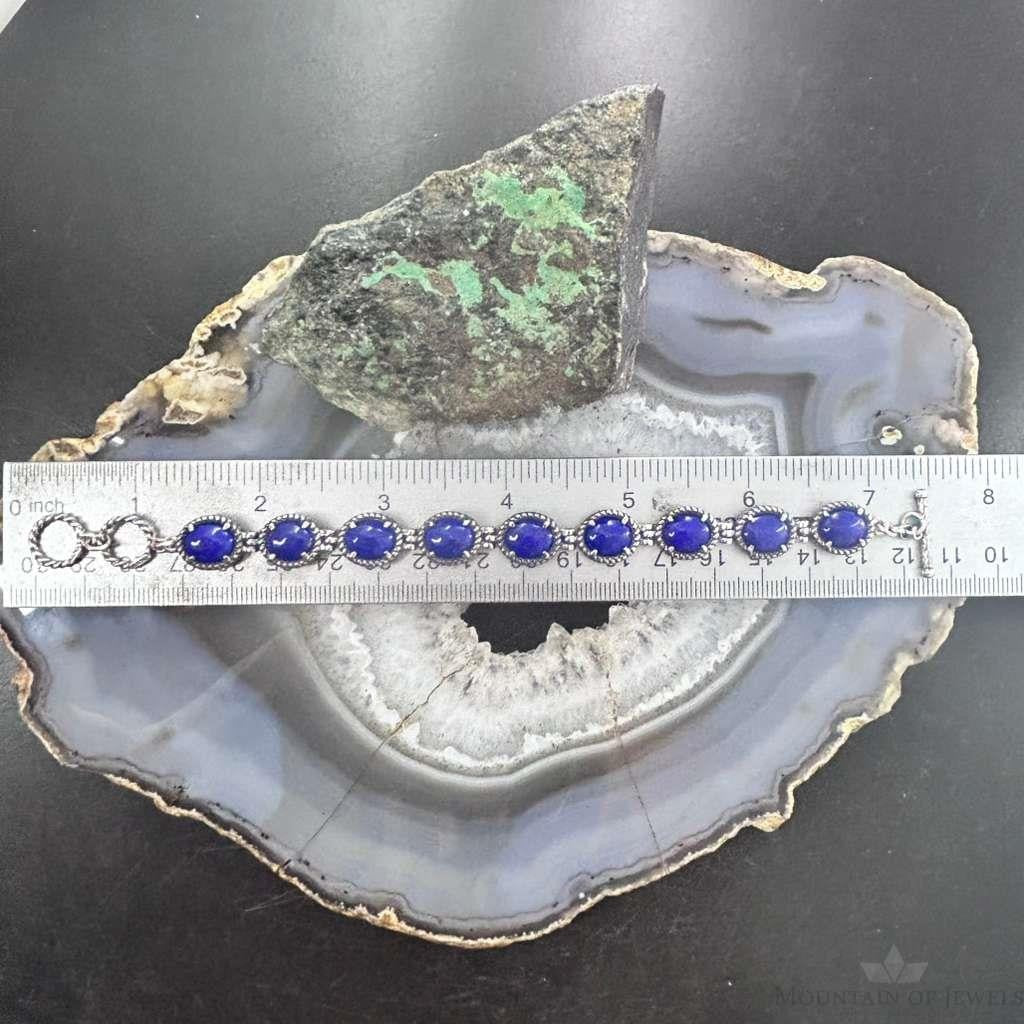 Carolyn Pollack Sterling Silver Lapis & Red Jasper Double Sided Toggle Link Bracelet