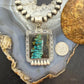 Sterling Silver Southwestern Style Rectangle Blackjack Turquoise Decorated Pendant #3