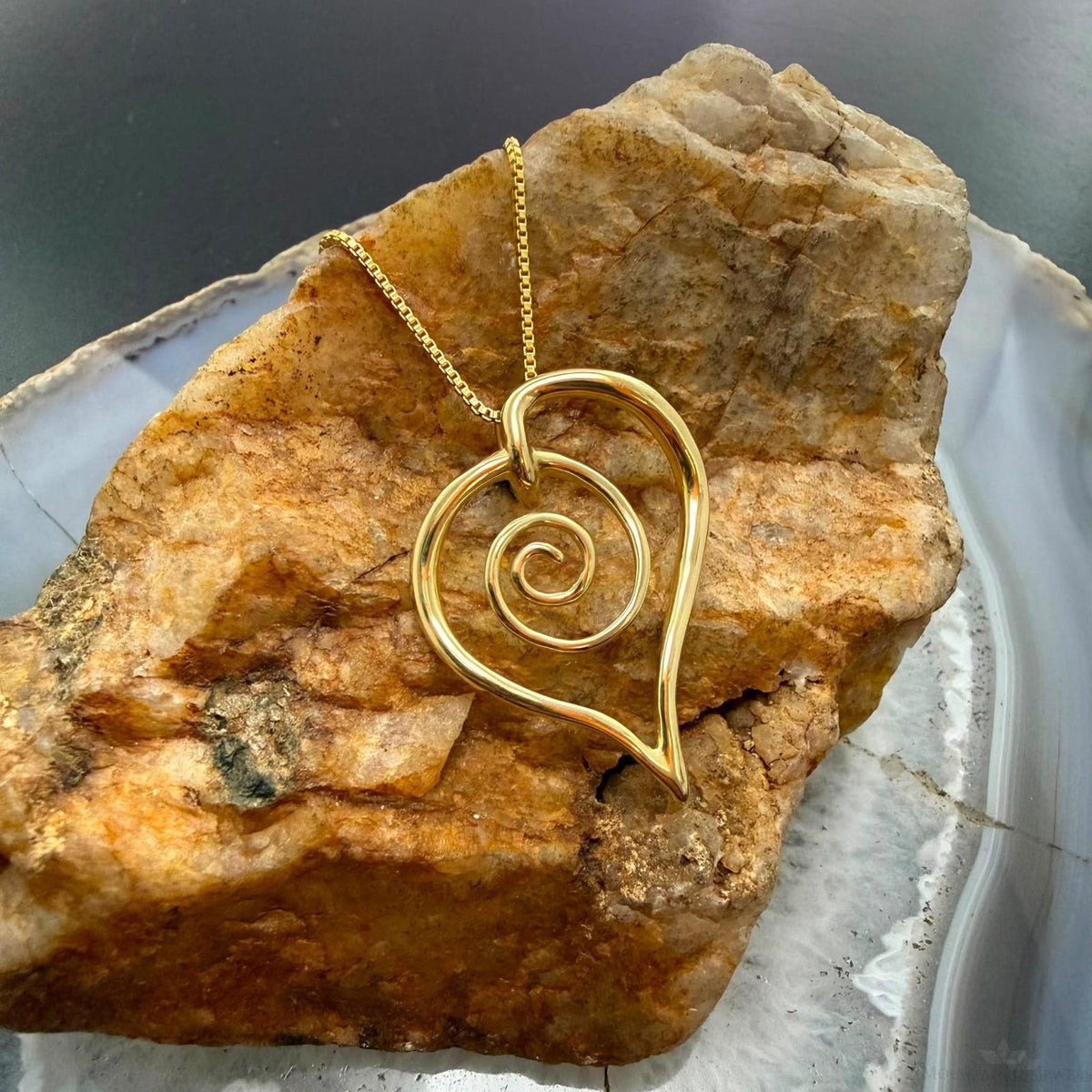 Carolyn Pollack Sterling Gold Plated Spiral Heart Pendant Necklace For Women