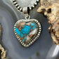 Sterling Southwestern Style Turquoise Spiny Oyster Heart Pendant For Women #1