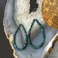 Sterling Silver 4mm Rounded Azurite Malachite Hoop Dangle Earrings For Women