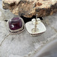 Native American Sterling Silver Square Purple Spiny Oyster Stud Earrings For Women
