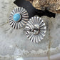 Native American Sterling Silver Sun Rays w/Turquoise Post Earrings For Women