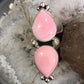 Robert Shakey Native American Sterling Silver 2 Pear Pink Conch Shell Ring Size 7.5 For Women