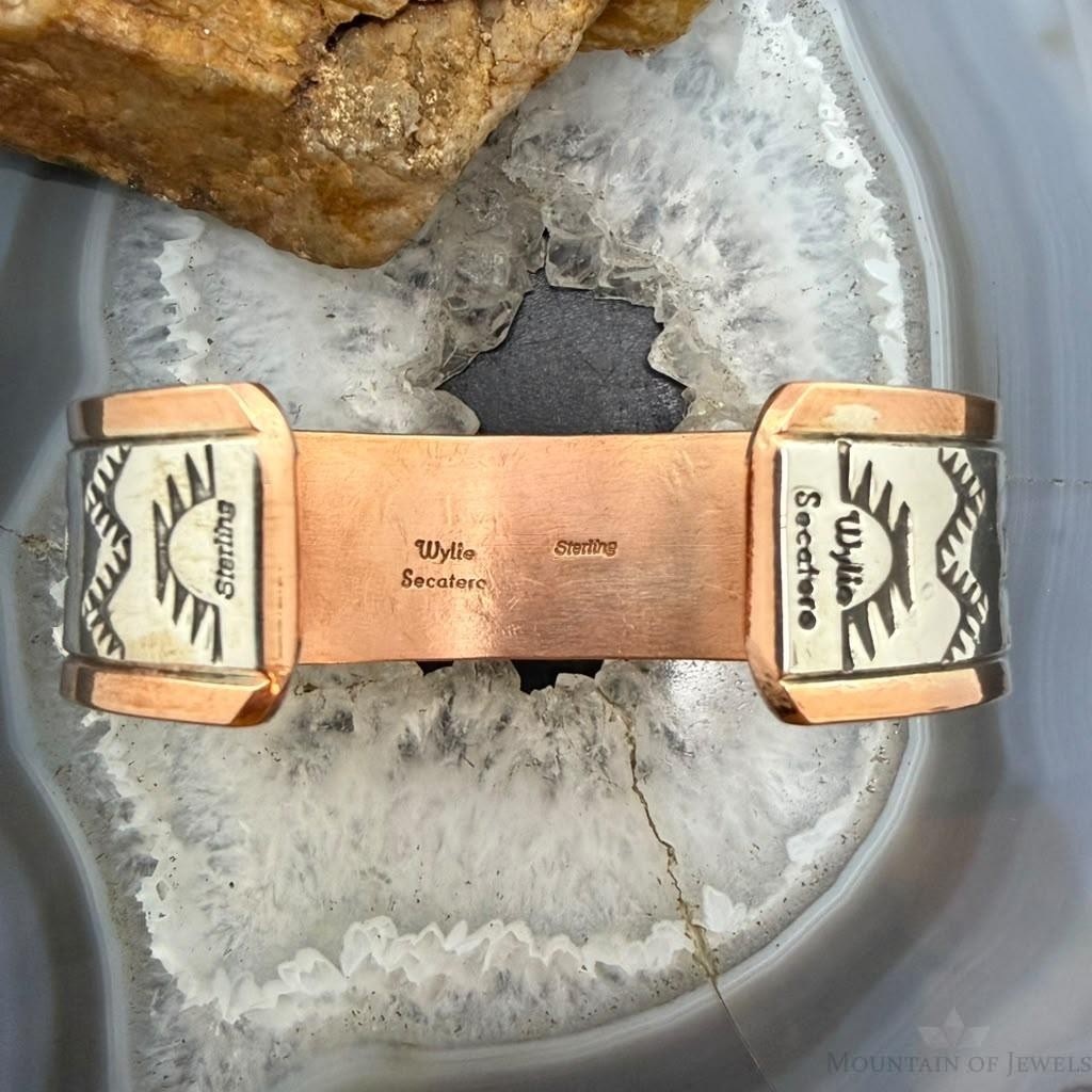 Wylie Secatero Navajo Sterling Silver & Copper Stamped Bracelet For Women