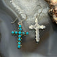 Sterling Silver Southwestern Style Turquoise Cross Dangle Earrings For Women