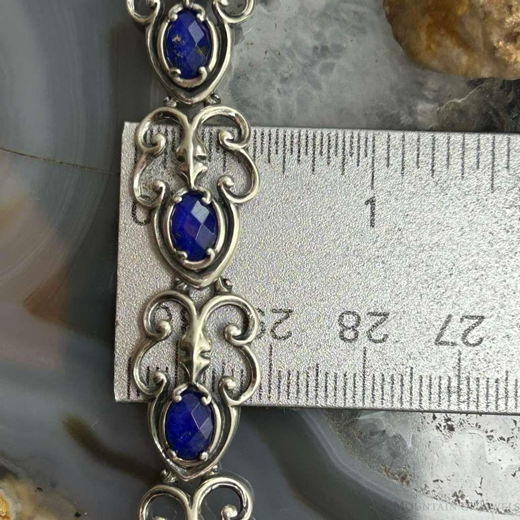 Carolyn Pollack Sterling Silver Oval Faceted Lapis Decorated Link Bracelet For Women