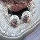 Native American Sterling Silver Round Stamped Oval Concho Stud Earrings For Women