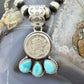 Genuine 1943 90% Silver Mercury Dime Coin w/Teardrop Turquoise Decorated Unisex Pendant