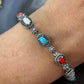 Carolyn Pollack Sterling Silver Multi Gemstone Decorated Link Bracelet For Women