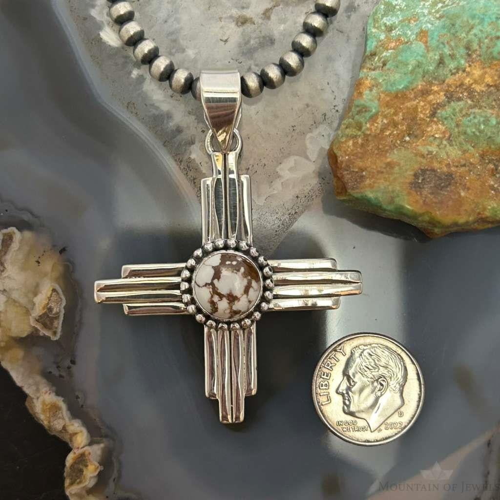 Sterling Silver Southwestern Style Rounded Wild Horse Unisex Zia Pendant #2