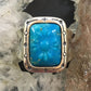 Carolyn Pollack Sterling Silver Rectangle Carved Turquoise Decorated Ring For Women