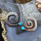 Brad Panteah Sterling Silver Turquoise Hammered Spiral Dangle Earrings For Women