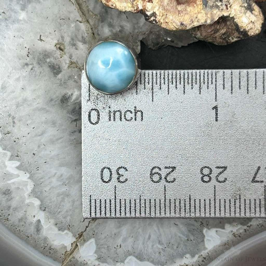 Sterling Silver Southwestern Style Rounded Larimar Stud Earrings For Women