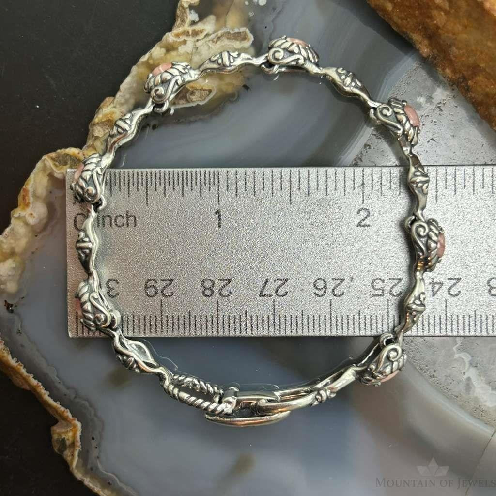 Carolyn Pollack Sterling Silver 8 Oval Rhodonite Link Bracelet For Women