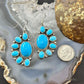 Native American Sterling Silver Turquoise Cluster Dangle Earrings For Women