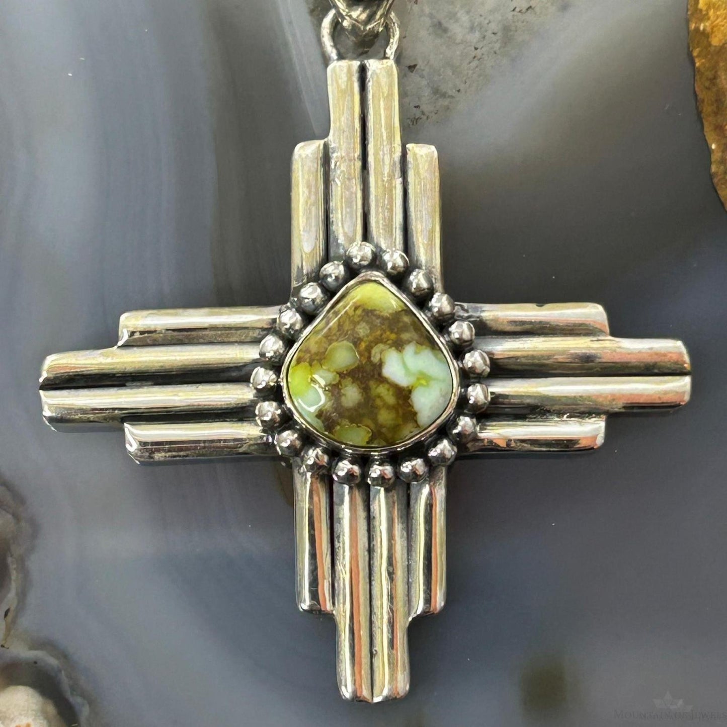 Sterling Silver Southwestern Style Teardrop Palamino Unisex Zia Pendant