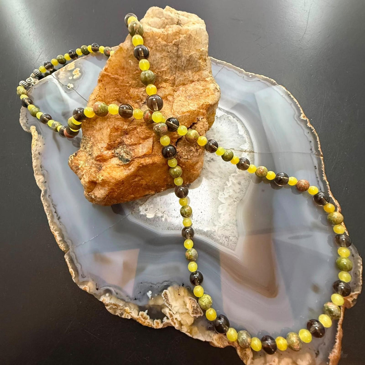 Carolyn Pollack Sterling Silver Smoky Quartz,Serpentine,Prehnite 24" Necklace For Women