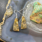 Sterling Silver Triangle Fossilized Jasper Slab Dangle Earrings For Women #198