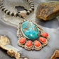 Sterling Silver Southwestern Style Oval Shattuckite & Spiny Oyster Decorated Pendant For Women