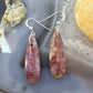 Sterling Silver Teardrop Plum Moss Agate Slab Dangle Earrings For Women #507