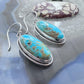 Native American Sterling Silver Elongated Oval Turquoise Dangle Earrings For Women